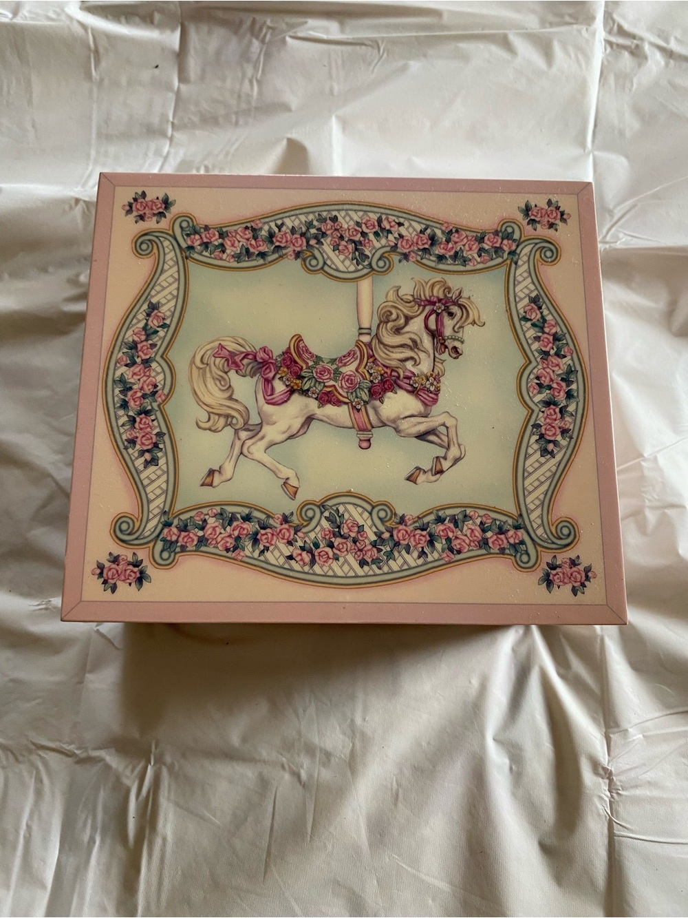 Pink Carousel Horse musical jewelry box